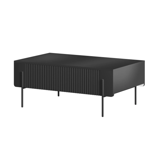 Stolik kawowy Malmi 100 cm z szufladami - czarny mat / czarne nóżki